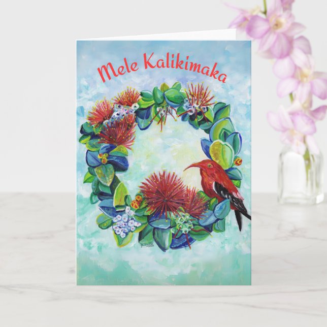 Hawaiian Wreath Mele Kalikimaka Weihnachten Karte (Orchidee)