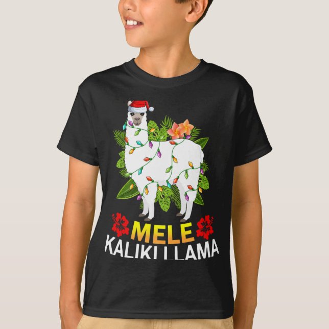 Hawaiian Xmas Llama Lights Mele Kalikimaka Llama C T-Shirt (Vorderseite)