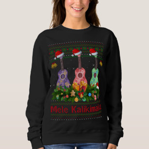 Hawaiian Xmas Ugly Mele Kalikimaka Ukulele Guitar Sweatshirt