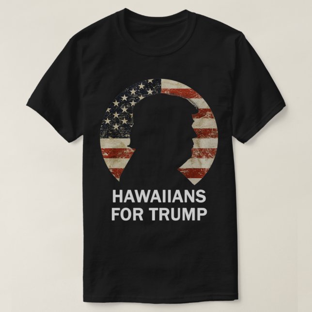 Hawaiianer für Trump Vintage amerikanische Flaggen T-Shirt (Design vorne)
