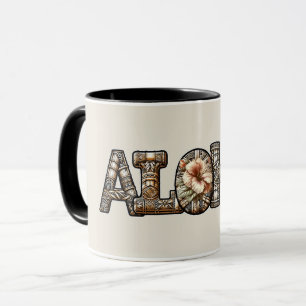 Hawaiianisch Polynesisches Aloha-Bambus-Muster Tasse