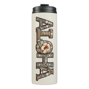 Hawaiianisch Polynesisches Aloha-Bambus-Muster Thermosbecher