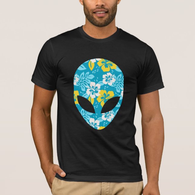 Hawaiianische Alien Head - Funny Alien T-Shirt (Vorderseite)