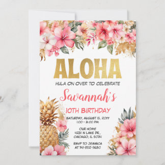 Hawaiianische Aloha-Geburtstagsfeier Einladung