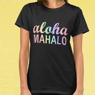 Hawaiianische Aloha Mahalo Beachy in Pastel Regenb T-Shirt