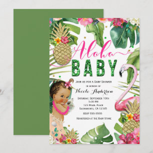 Hawaiianische Aloha Tropische Baby Mädchen Vintage Einladung