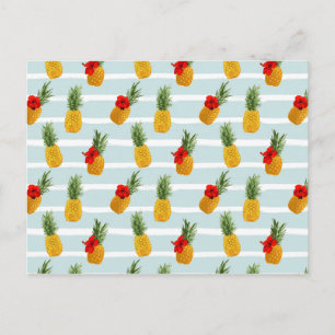 Hawaiianische Ananas nahtloses Muster Postkarte