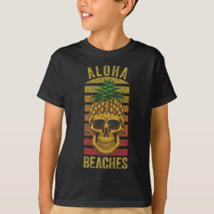 Hawaiianische Ananas Skull Aloha Strände Funny Haw T-Shirt