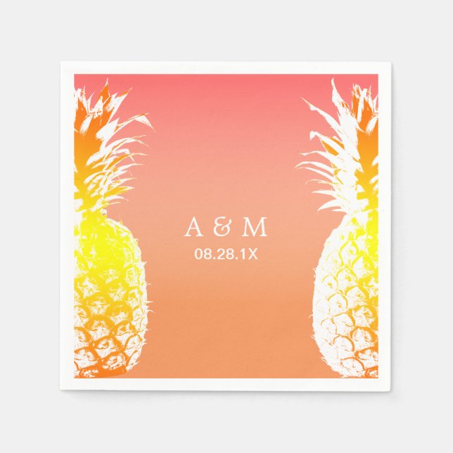 Hawaiianische Ananas Tropische Hochzeit Serviette (Vorderseite)