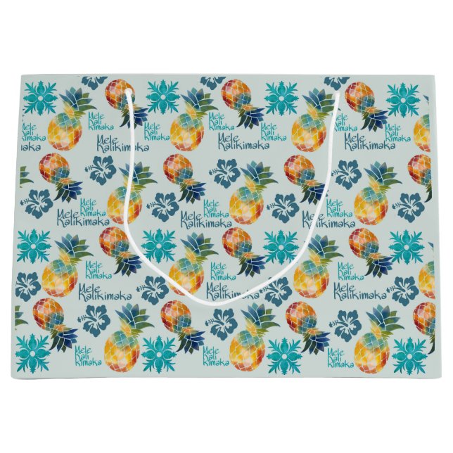 Hawaiianische Ananas und Hibiskus Mele Kalikimaka  Große Geschenktüte (Vorderseite)