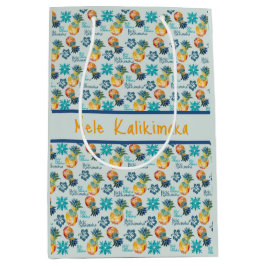 Hawaiianische Ananas und Hibiskus Mele Kalikimaka  Mittlere Geschenktüte