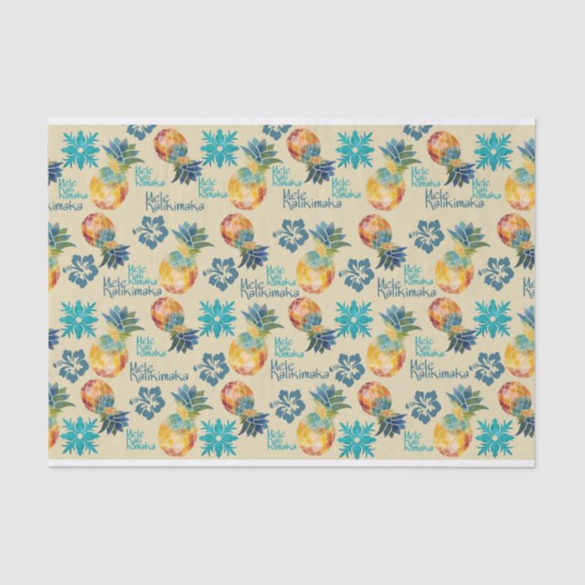 Hawaiianische Ananas und Hibiskus Mele Kalikimaka  Seidenpapier (Vorderseite)