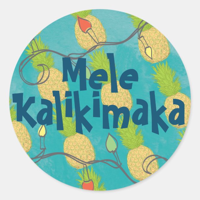 Hawaiianische Ananas Weihnachtsbeleuchtung Runder Aufkleber (Vorderseite)