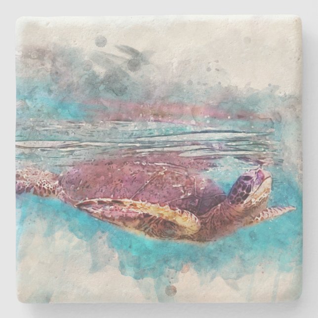 Hawaiianische Aquarellmalerei Steinuntersetzer (Vorderseite)
