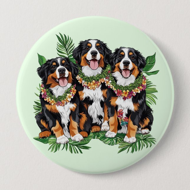 Hawaiianische Berner Sennenhunde Blumenlei Button (Vorderseite)