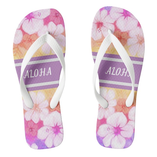 Hawaiianische Blume Aloha 01 Flip Flops (Fußbett)