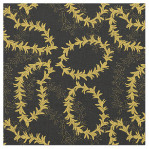 Hawaiianische Blume Garlands Gemustert Black and G Stoff