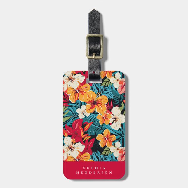 Hawaiianische Blume Gepäckmarke Gepäckanhänger (Vorderseite vertikal)