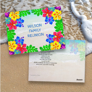 Hawaiianische Blumen Grenze Familientreffen Postkarte