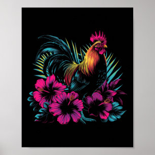 Hawaiianische Blumen Hahn Kauai Hawaii Vint Poster