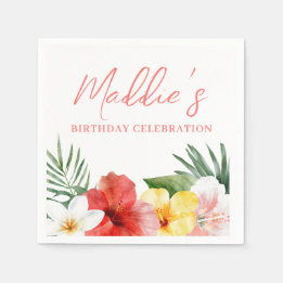 Hawaiianische Blumen zum Geburtstag Serviette