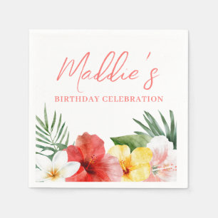 Hawaiianische Blumen zum Geburtstag Serviette