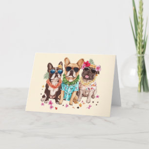 Hawaiianische Bulldogs Blume Lei Karte