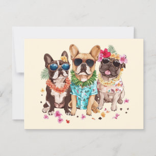 Hawaiianische Bulldogs Blume Lei Postkarte