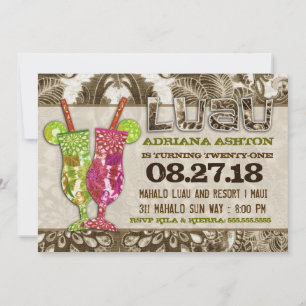 Hawaiianische Cocktails Sandy Brown Einladung