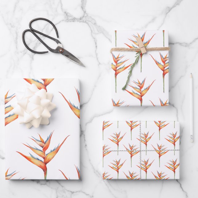 Hawaiianische Druckhelikonie Blume 2 Geschenkpapier Set (Vorderseite)