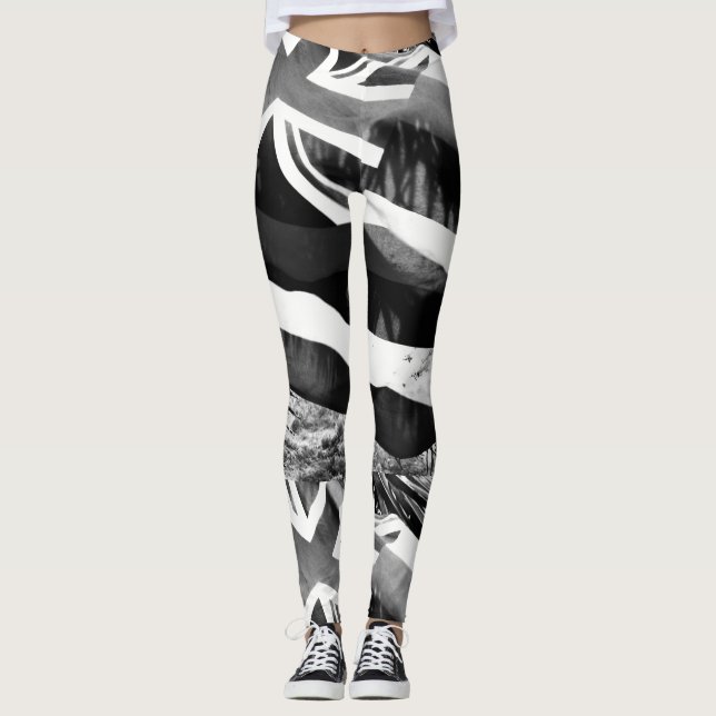 Hawaiianische Flagge in Monotone Leggings (Vorderseite)