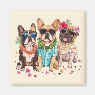 Hawaiianische Französische Bulldoggen Blumenlei Magnet