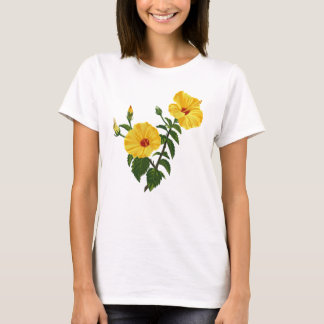 Hawaiianische gelbe Hibiskus-Botanik-Illustration T-Shirt