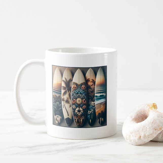 Hawaiianische gestrichene Surfboards Kaffeetasse (Mit Donut)
