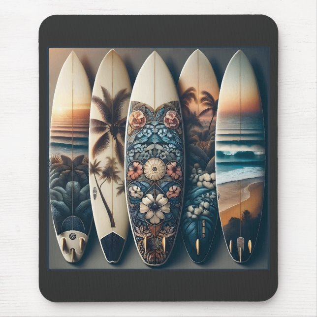 Hawaiianische gestrichene Surfboards Mousepad (Vorne)