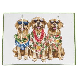 Hawaiianische Golden Retriever Hunde Blumen Lei Große Geschenktüte