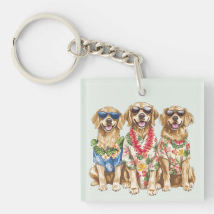 Hawaiianische Golden Retriever Hunde Blumen Lei Schlüsselanhänger