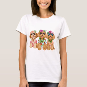 Hawaiianische Goldendoodle-Hunde Blumen-Lei T-Shirt