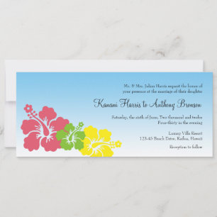 Hawaiianische Hibiskus-Blume Hochzeit pinkfarben Einladung