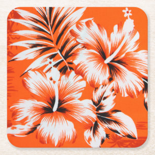 Hawaiianische Hibiskus-Blumen Hintergrund Rechteckiger Pappuntersetzer
