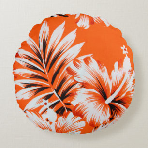 Hawaiianische Hibiskus-Blumen Hintergrund Rundes Kissen