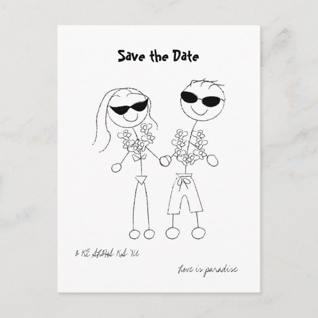 Hawaiianische Hochzeit in Urlaubsort Save the Date Ankündigungspostkarte (Vorderseite)