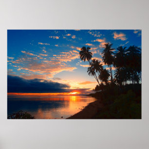 Hawaiianische Insel Tropischer Sonnenuntergang Poster