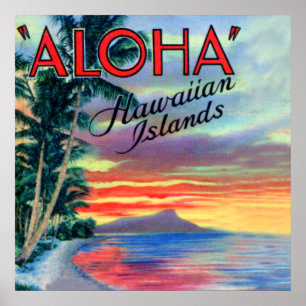 Hawaiianische Inseln Aloha Sunset Poster