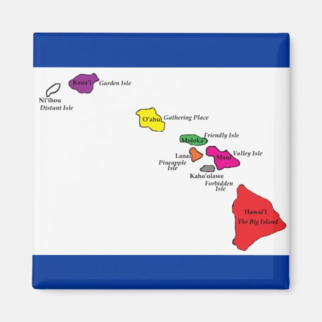 Hawaiianische Inseln Farbe ihrer Inseln Magnet (Vorne)