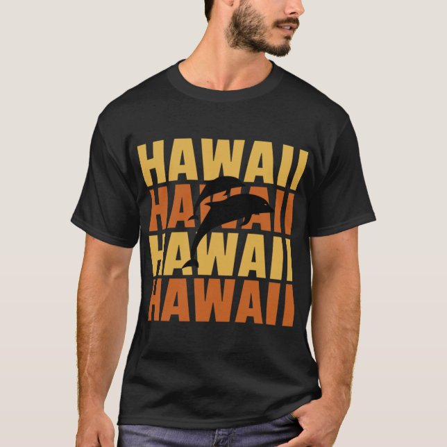 Hawaiianische Inseln Surf Style Dolphin Watching D T-Shirt (Vorderseite)