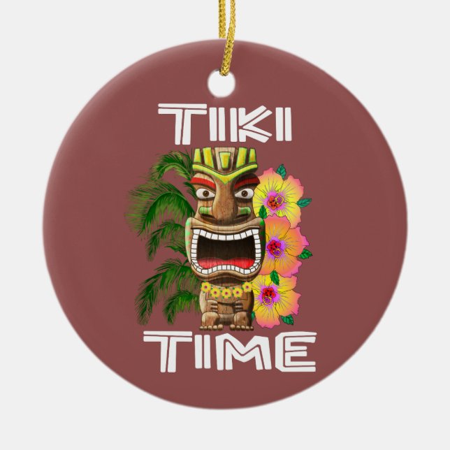 Hawaiianische Inseln Tiki Statue Keramik Ornament (Vorne)