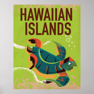 Hawaiianische Inseln Vintage-Reiseplakat. Poster