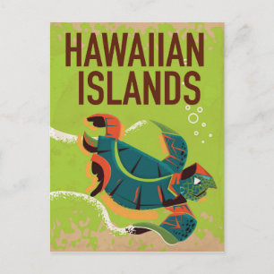 Hawaiianische Inseln Vintage-Reiseplakat. Postkarte