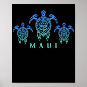 Hawaiianische Inseln Vintages Meer Schildkröte Sou Poster